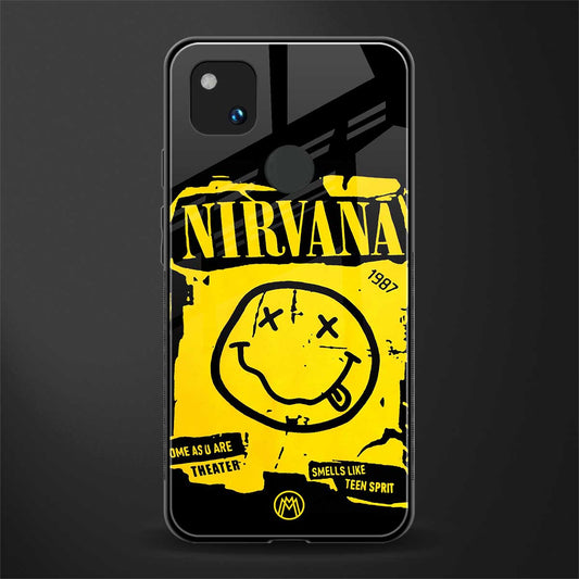 nirvana yellow back phone cover | glass case for google pixel 4a 4g