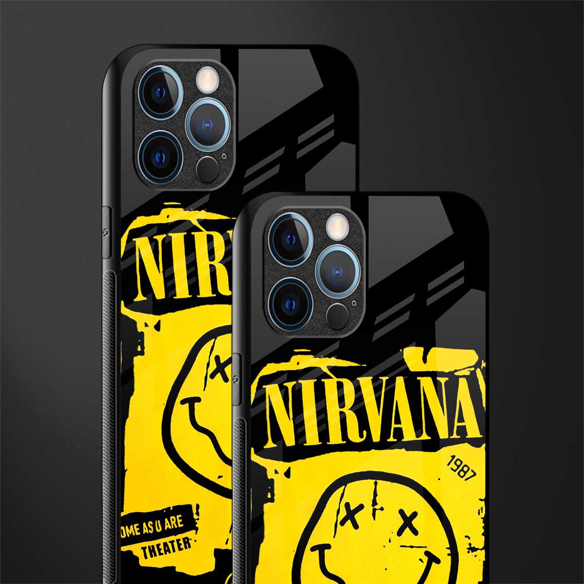 nirvana yellow glass case for iphone 12 pro max image-2