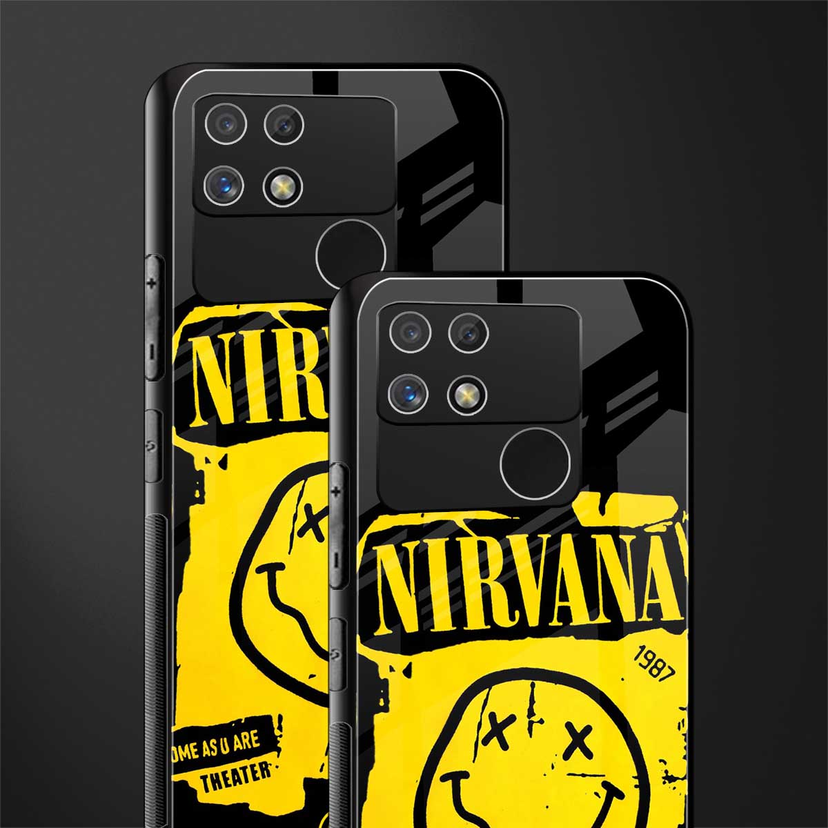 nirvana yellow back phone cover | glass case for realme narzo 50a
