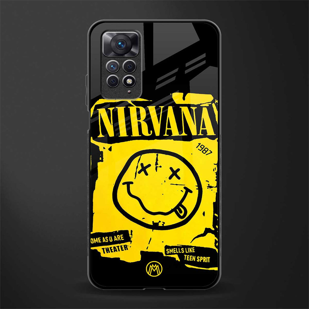 nirvana yellow back phone cover | glass case for redmi note 11 pro plus 4g/5g