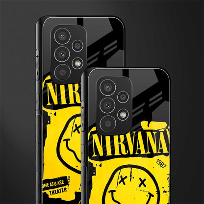 nirvana yellow back phone cover | glass case for samsung galaxy a53 5g