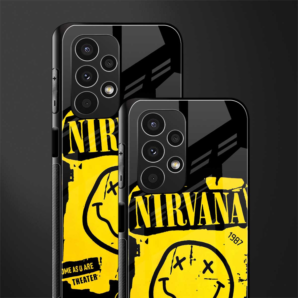 nirvana yellow back phone cover | glass case for samsung galaxy a13 4g