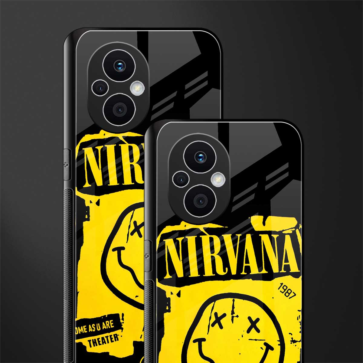 nirvana yellow back phone cover | glass case for oppo f21 pro 5g