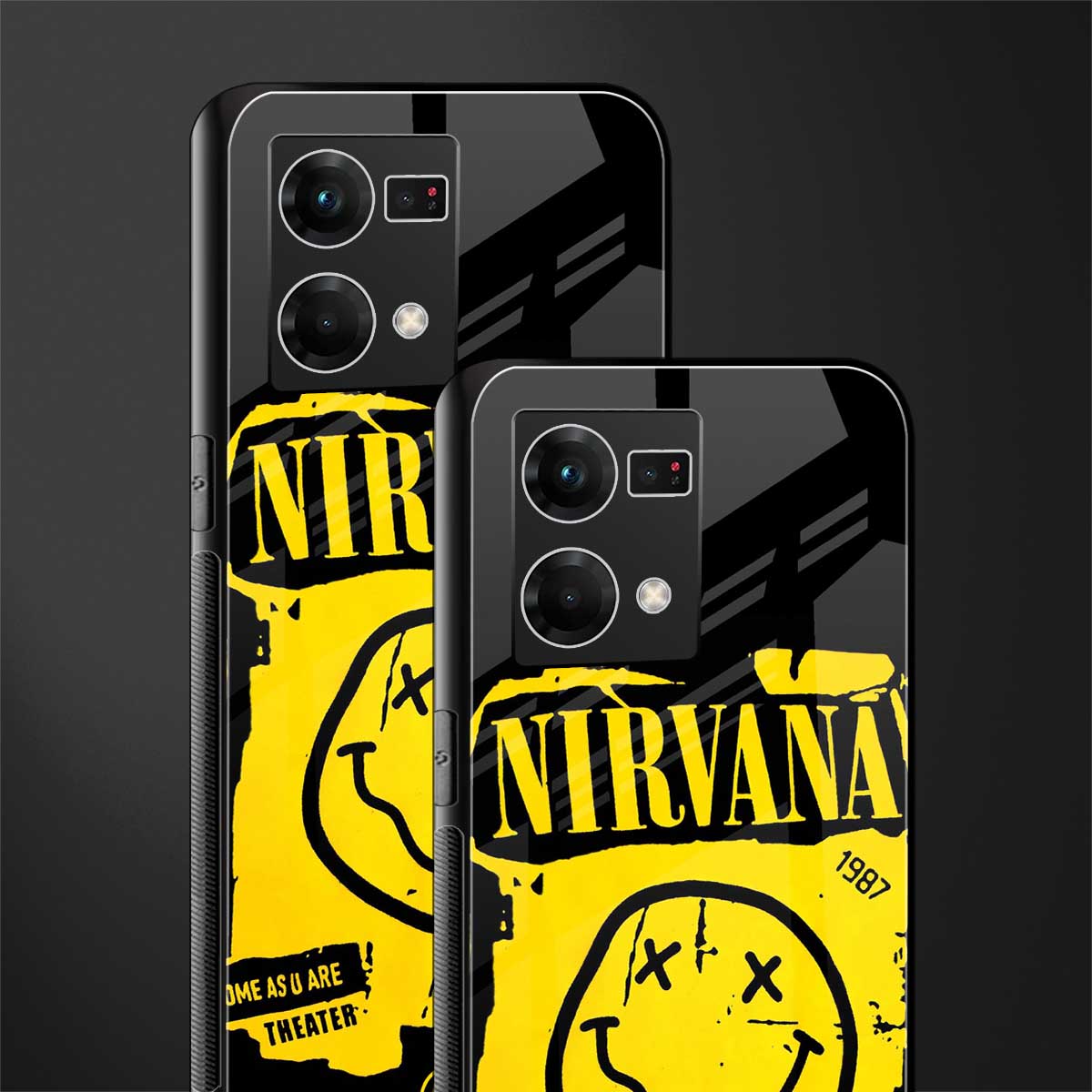 nirvana yellow back phone cover | glass case for oppo f21 pro 4g