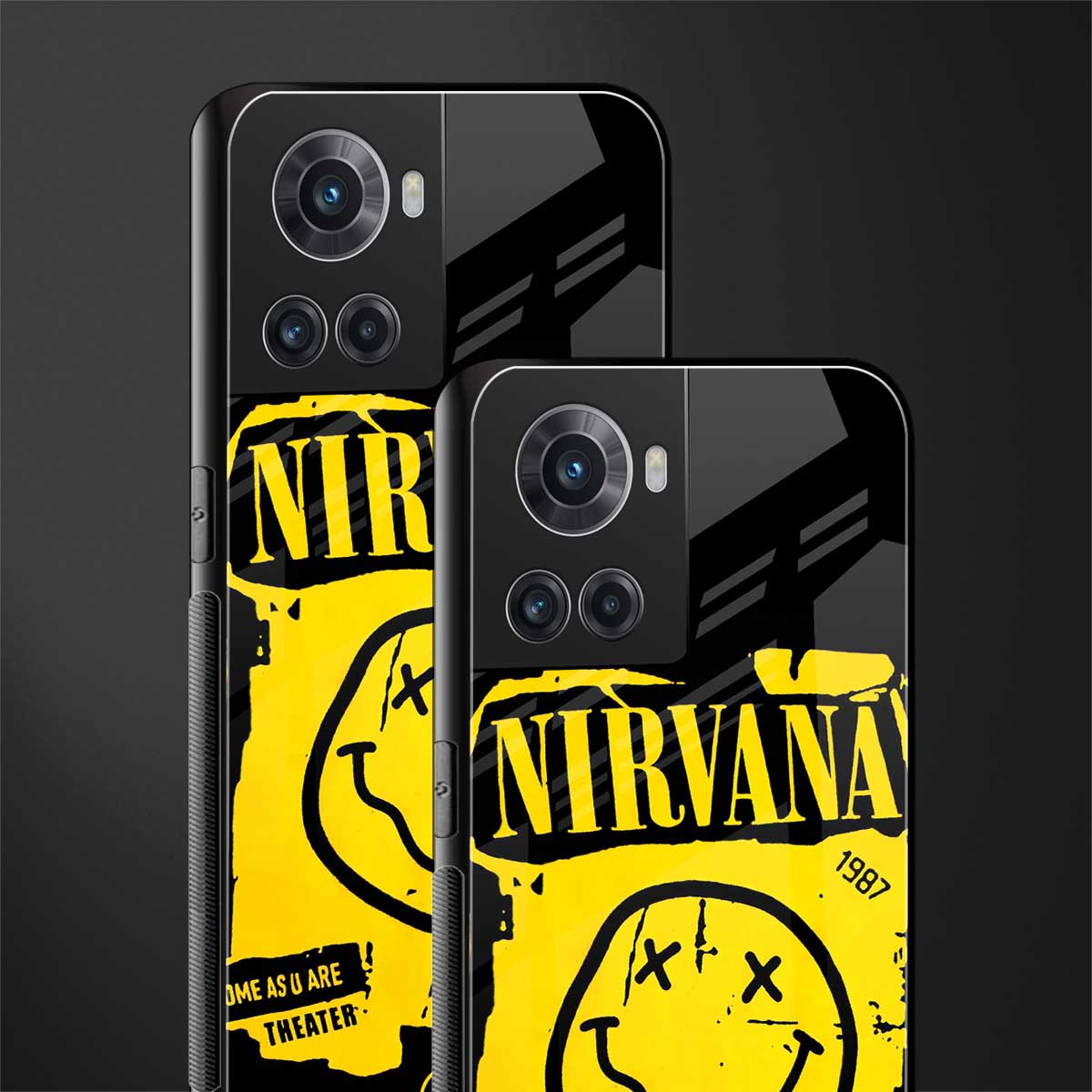 nirvana yellow back phone cover | glass case for oneplus 10r 5g