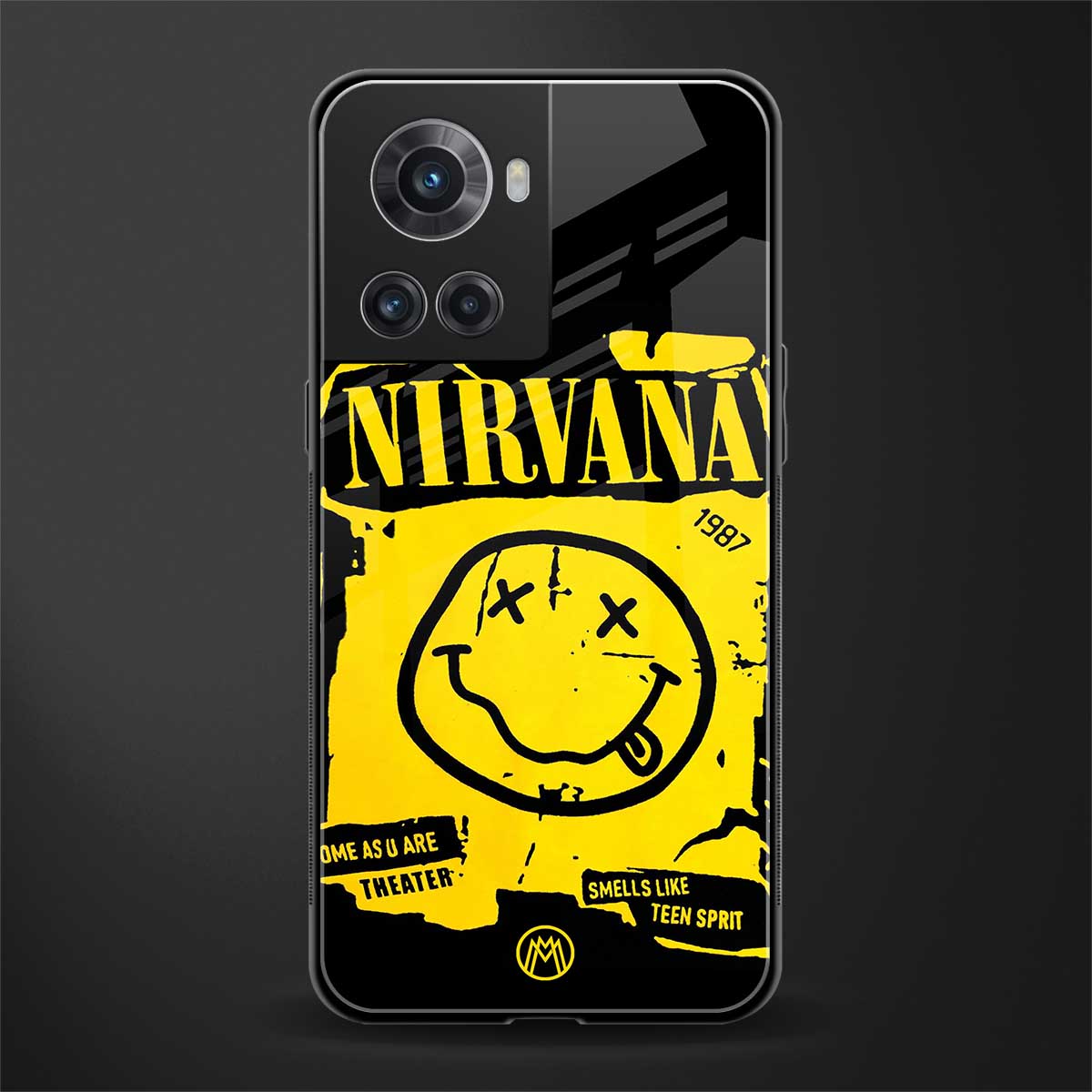 nirvana yellow back phone cover | glass case for oneplus 10r 5g