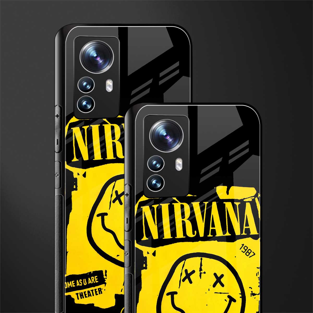 nirvana yellow back phone cover | glass case for xiaomi 12 pro