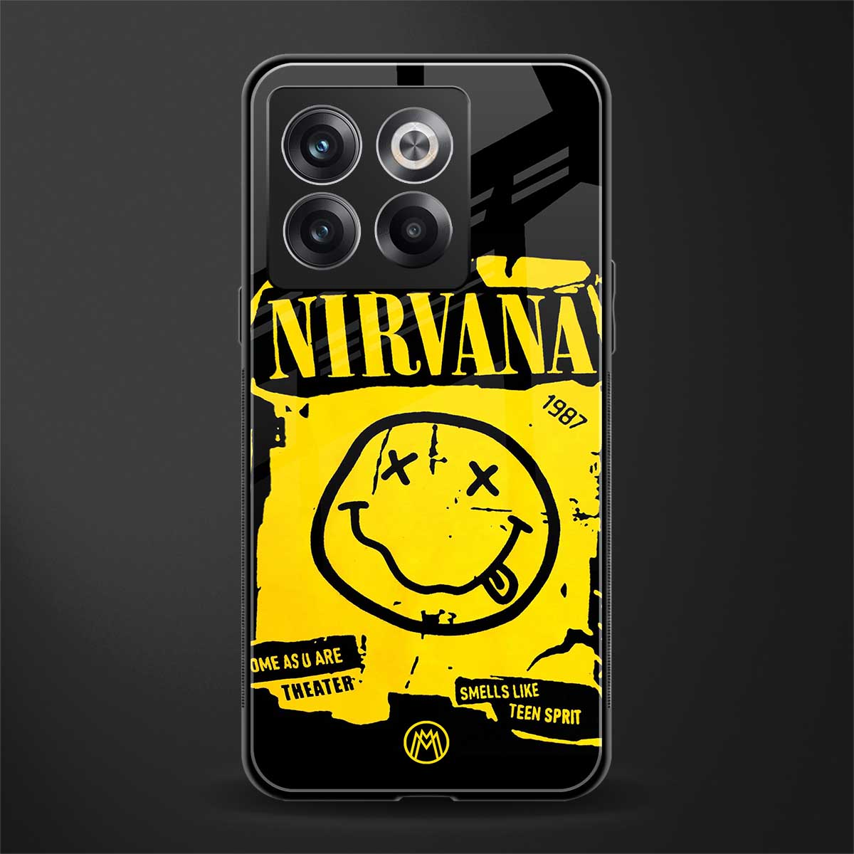 nirvana yellow back phone cover | glass case for oneplus 10t