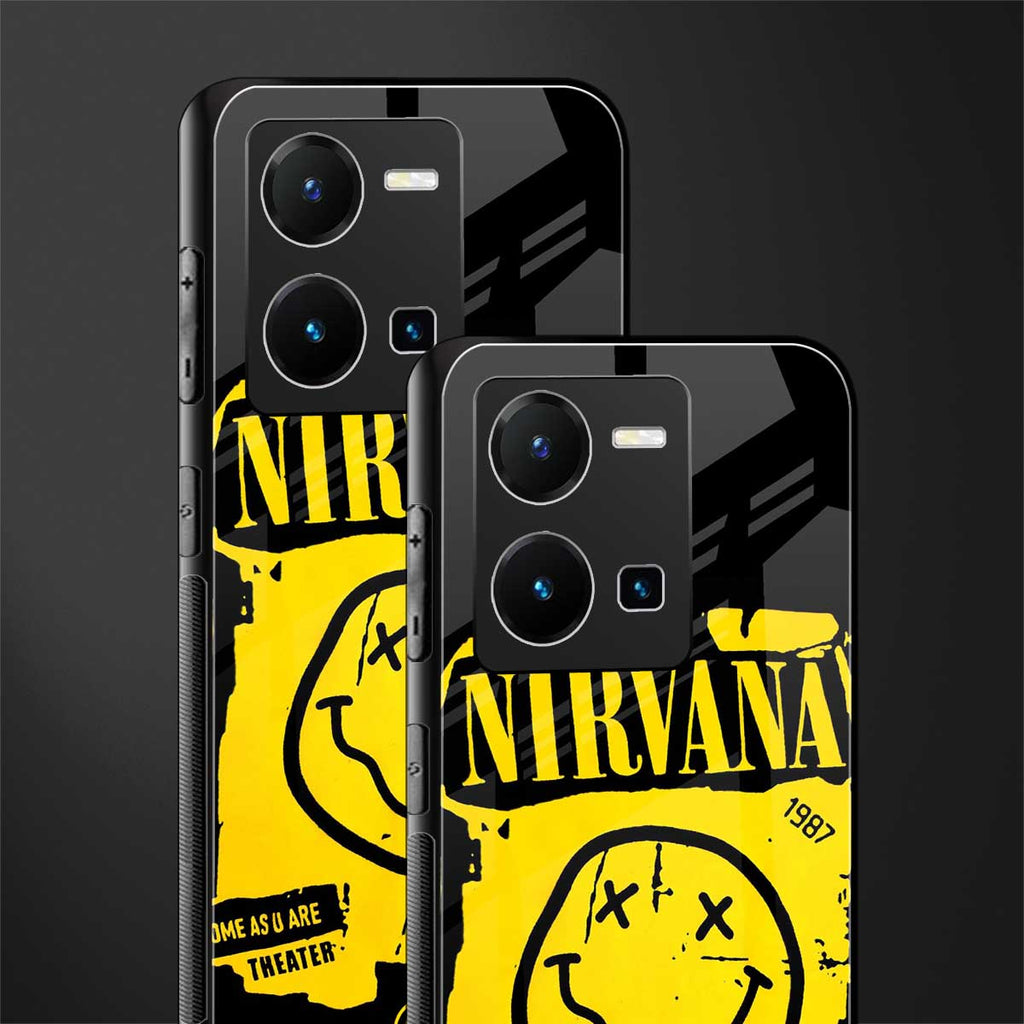 nirvana yellow back phone cover | glass case for vivo y35 4g
