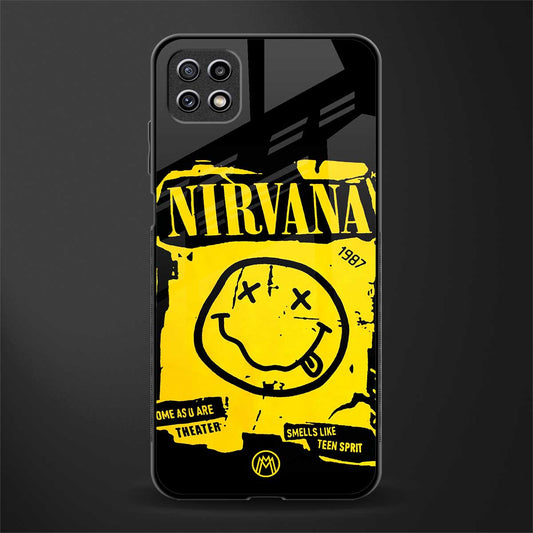 nirvana yellow back phone cover | glass case for samsung galaxy f42