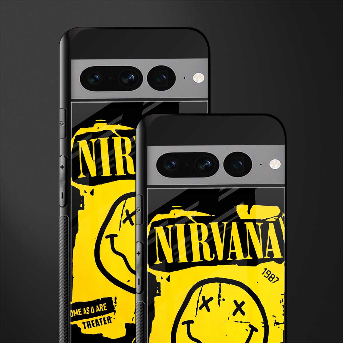 nirvana yellow back phone cover | glass case for google pixel 7 pro