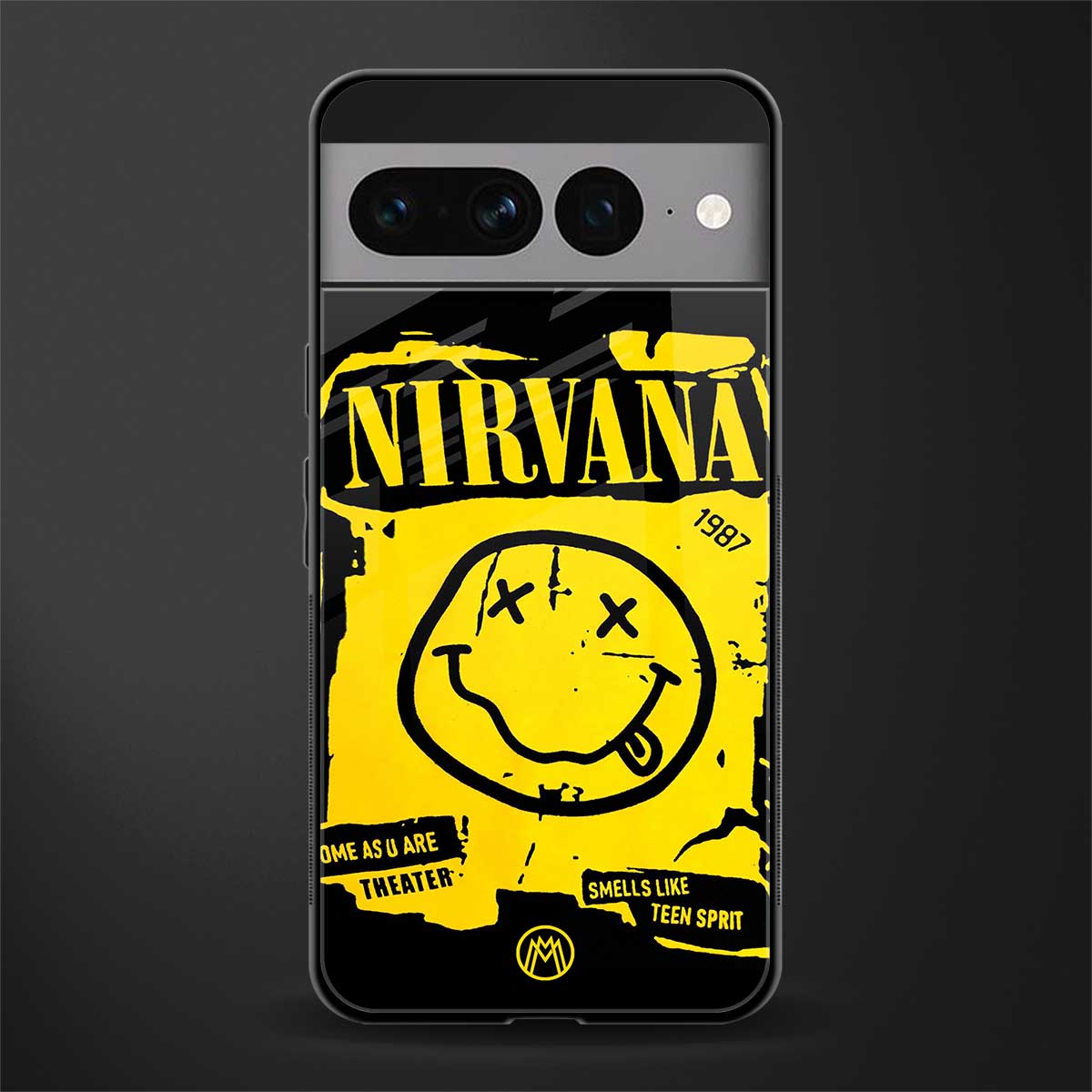 nirvana yellow back phone cover | glass case for google pixel 7 pro