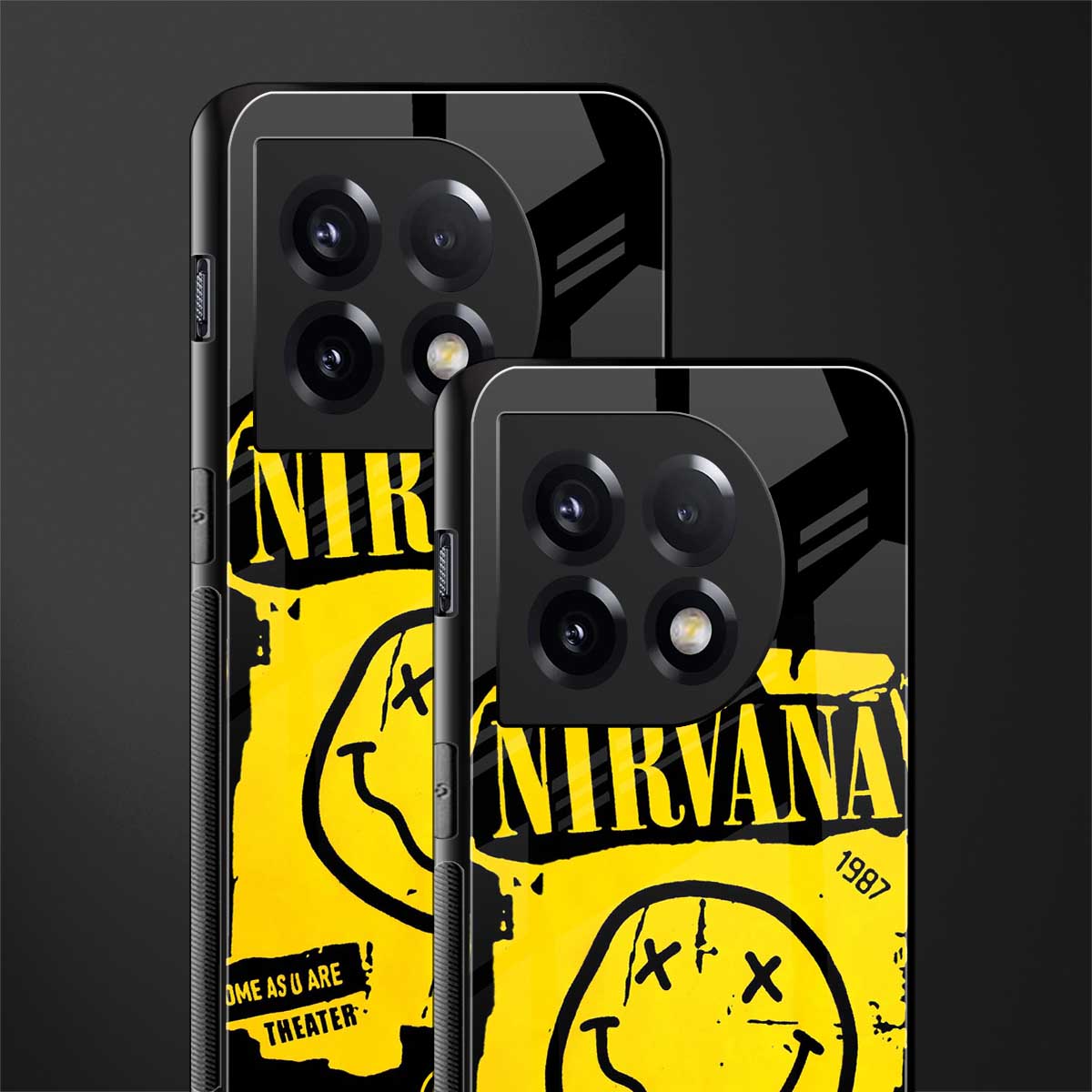 nirvana yellow back phone cover | glass case for oneplus 11