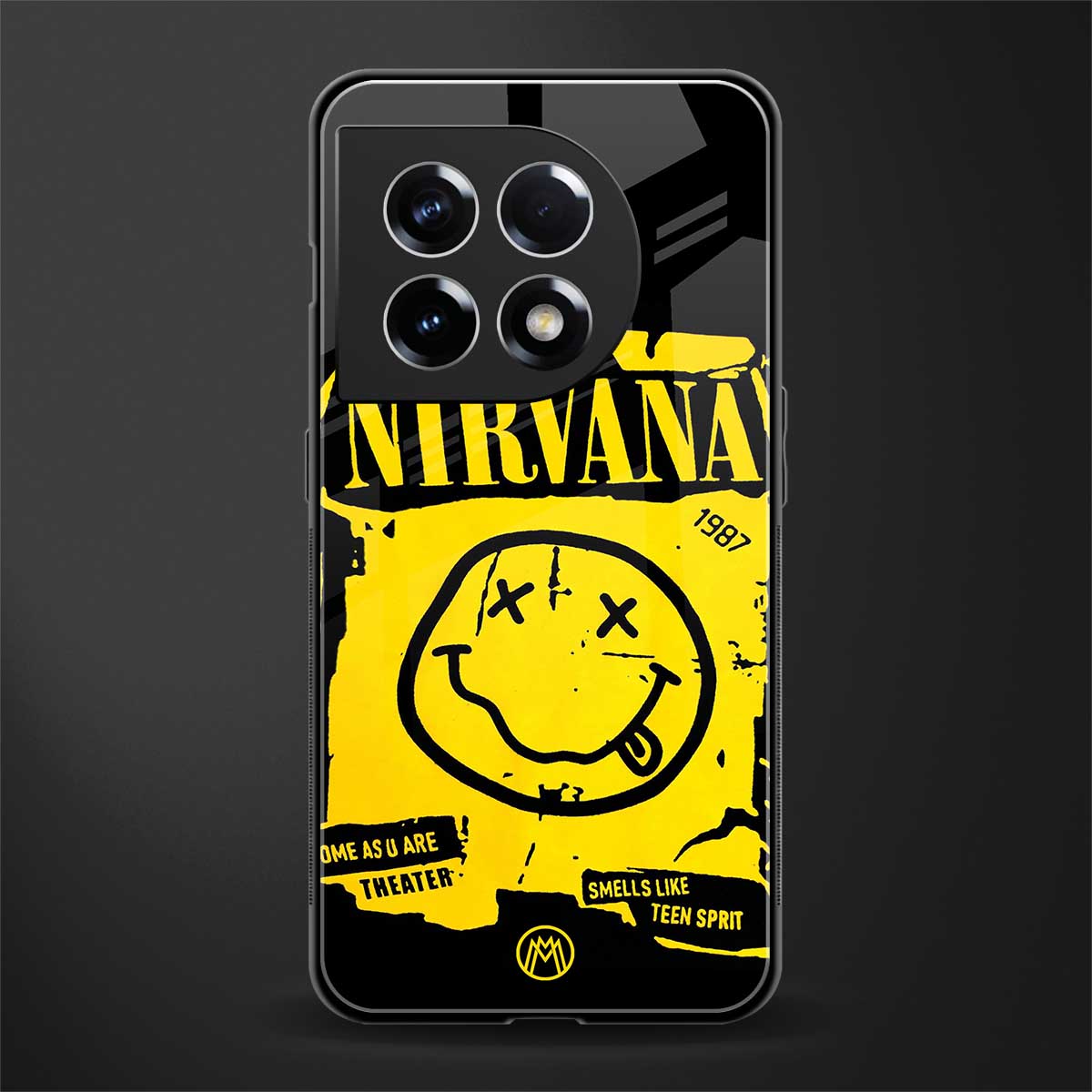 nirvana yellow back phone cover | glass case for oneplus 11