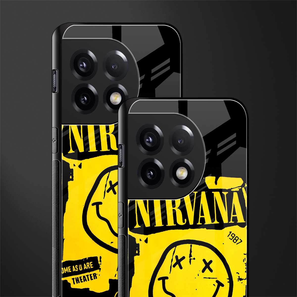 nirvana yellow back phone cover | glass case for oneplus 11r