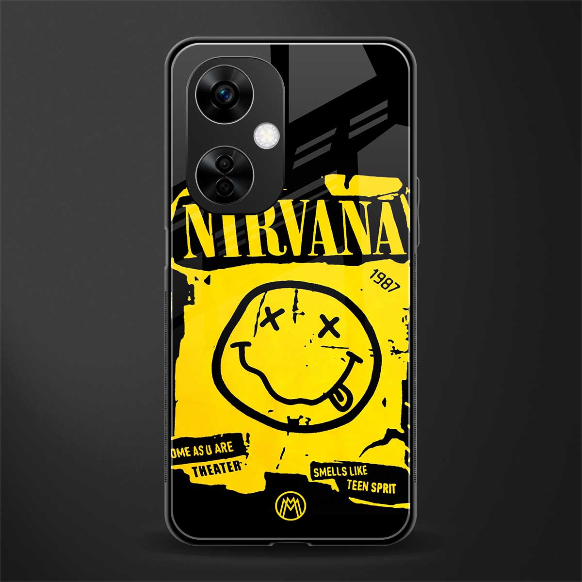 nirvana yellow back phone cover | glass case for oneplus nord ce 3 lite
