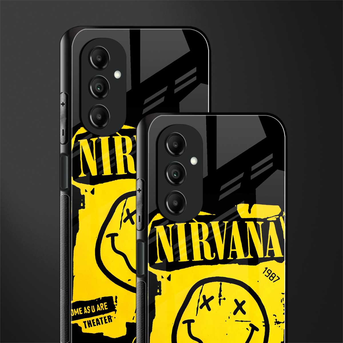 nirvana yellow back phone cover | glass case for samsung galaxy a14 5g