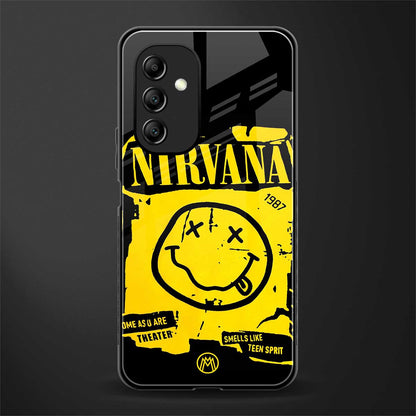 nirvana yellow back phone cover | glass case for samsung galaxy a14 5g