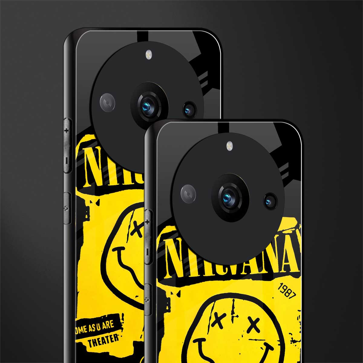 nirvana yellow back phone cover | glass case for realme 11 pro 5g