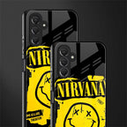 nirvana yellow back phone cover | glass case for samsun galaxy a24 4g