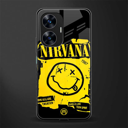 nirvana yellow back phone cover | glass case for realme c55