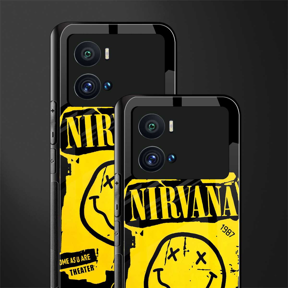 nirvana yellow back phone cover | glass case for iQOO 9 Pro