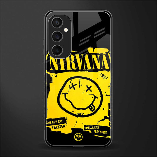 nirvana yellow back phone cover | glass case for samsung galaxy s23 fe 5g