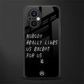 nobody likes us back phone cover | glass case for oppo f21 pro 5g