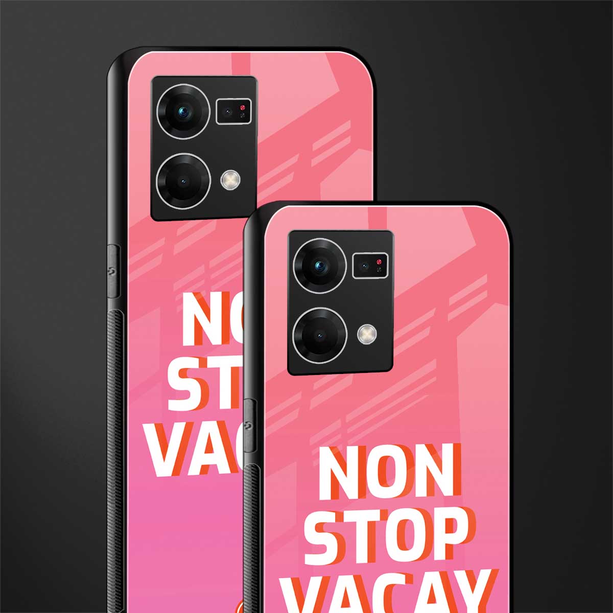 non stop vacay back phone cover | glass case for oppo f21 pro 4g