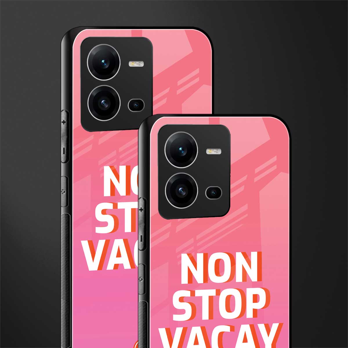non stop vacay back phone cover | glass case for vivo v25-5g