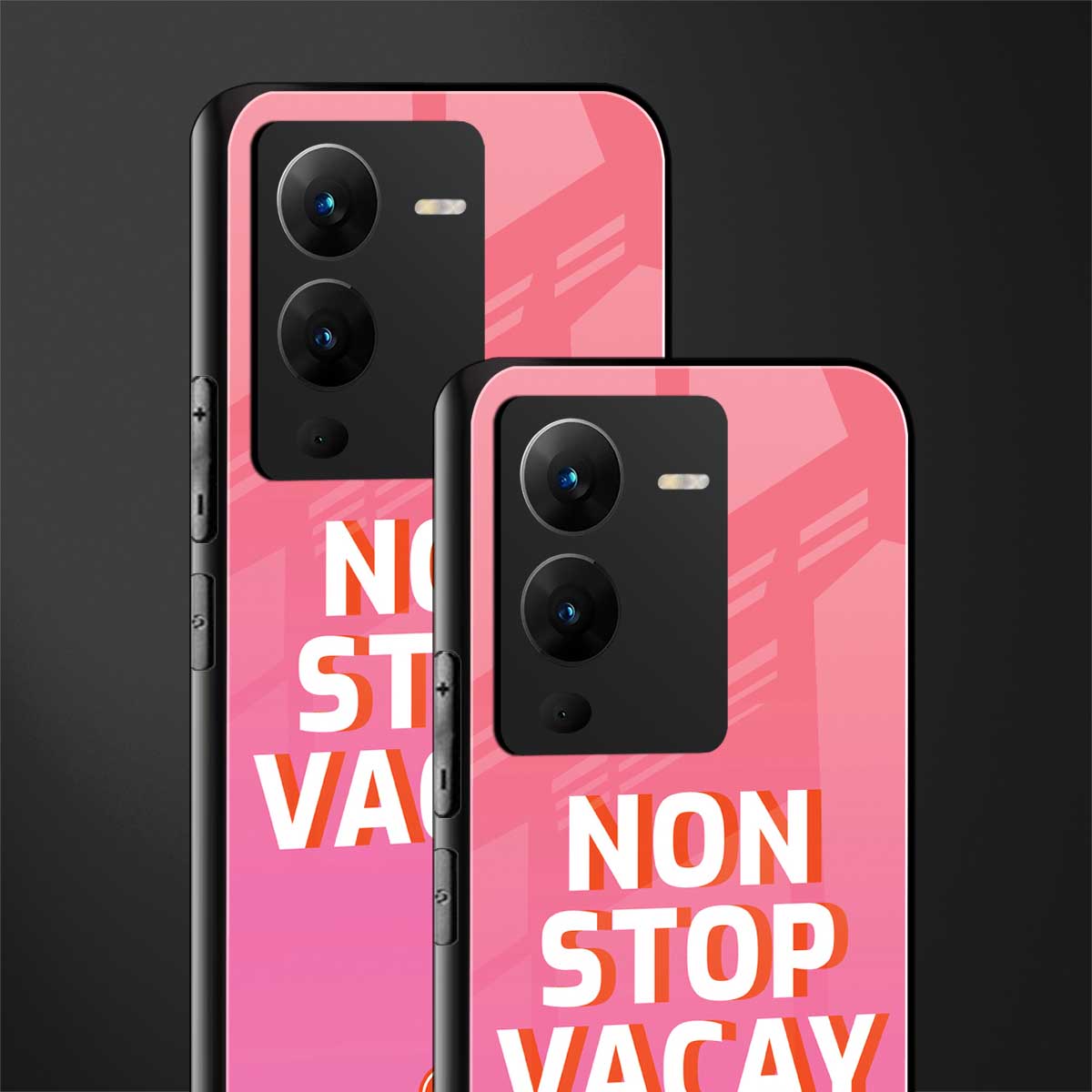 non stop vacay back phone cover | glass case for vivo v25 pro 5g