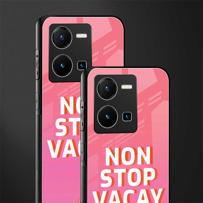 non stop vacay back phone cover | glass case for vivo y35 4g