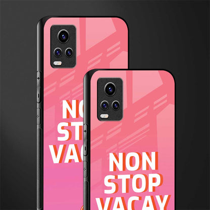 non stop vacay back phone cover | glass case for vivo v21e 4g