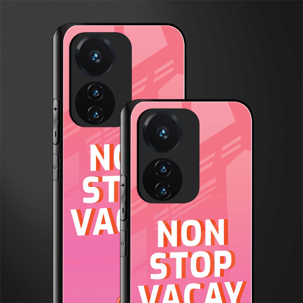 non stop vacay back phone cover | glass case for vivo t1 44w 4g