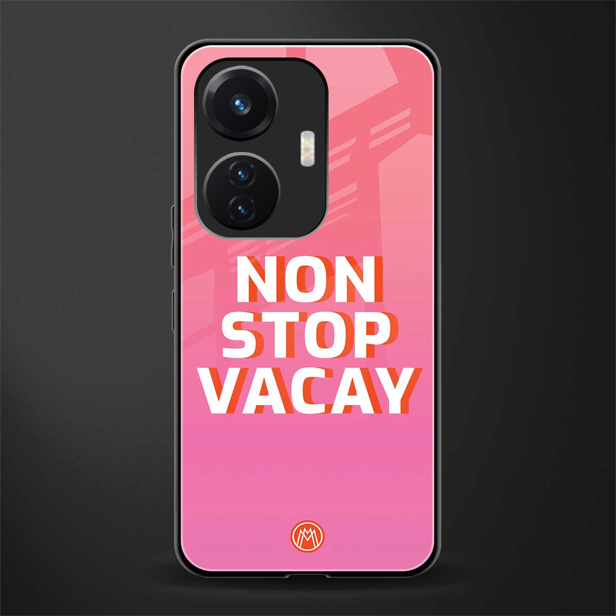 non stop vacay back phone cover | glass case for vivo t1 44w 4g