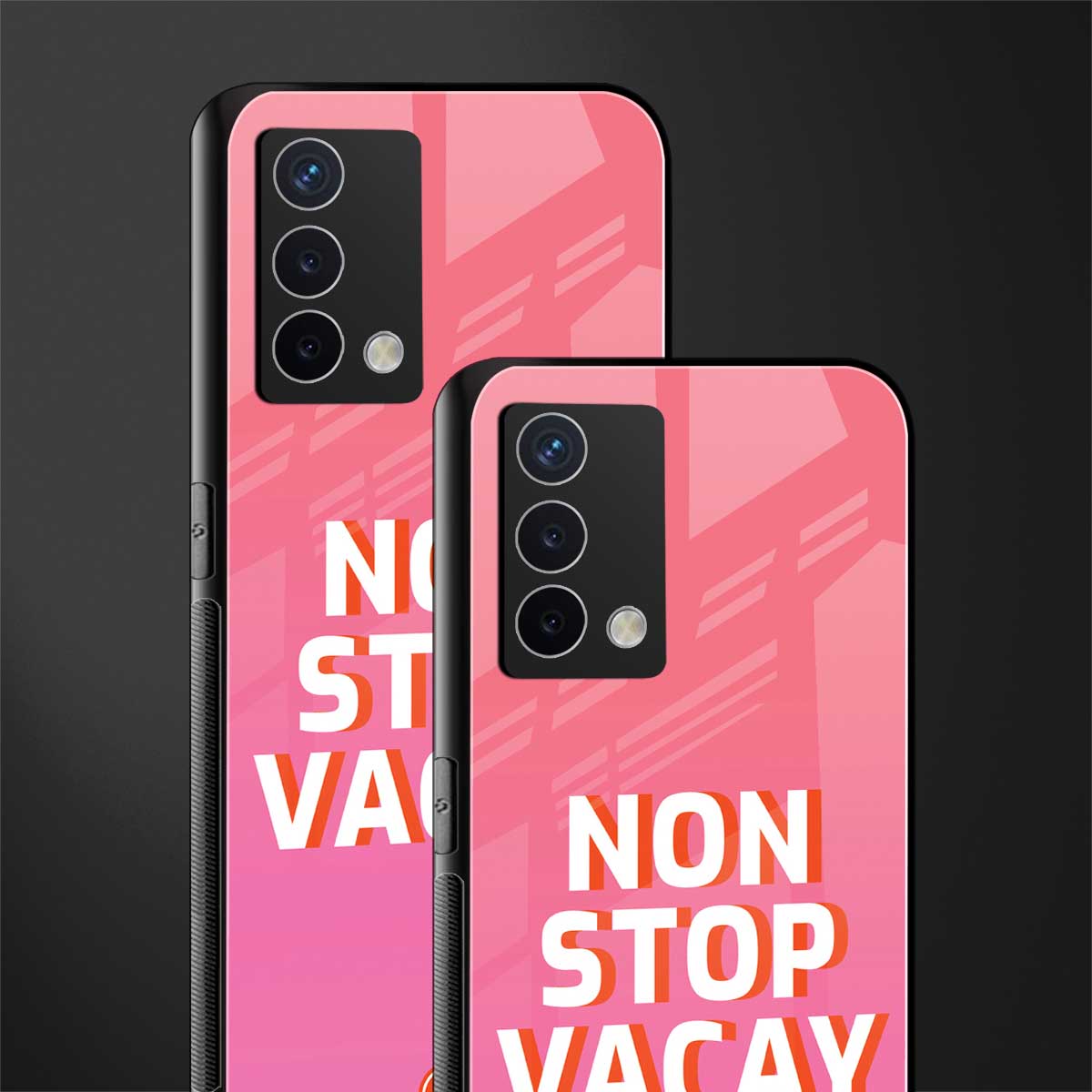 non stop vacay back phone cover | glass case for oppo a74 4g
