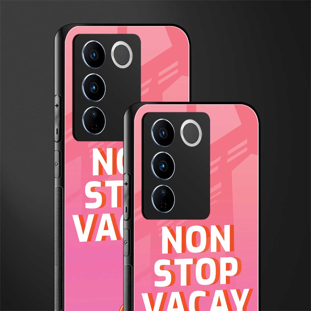 non stop vacay back phone cover | glass case for vivo v27 pro 5g