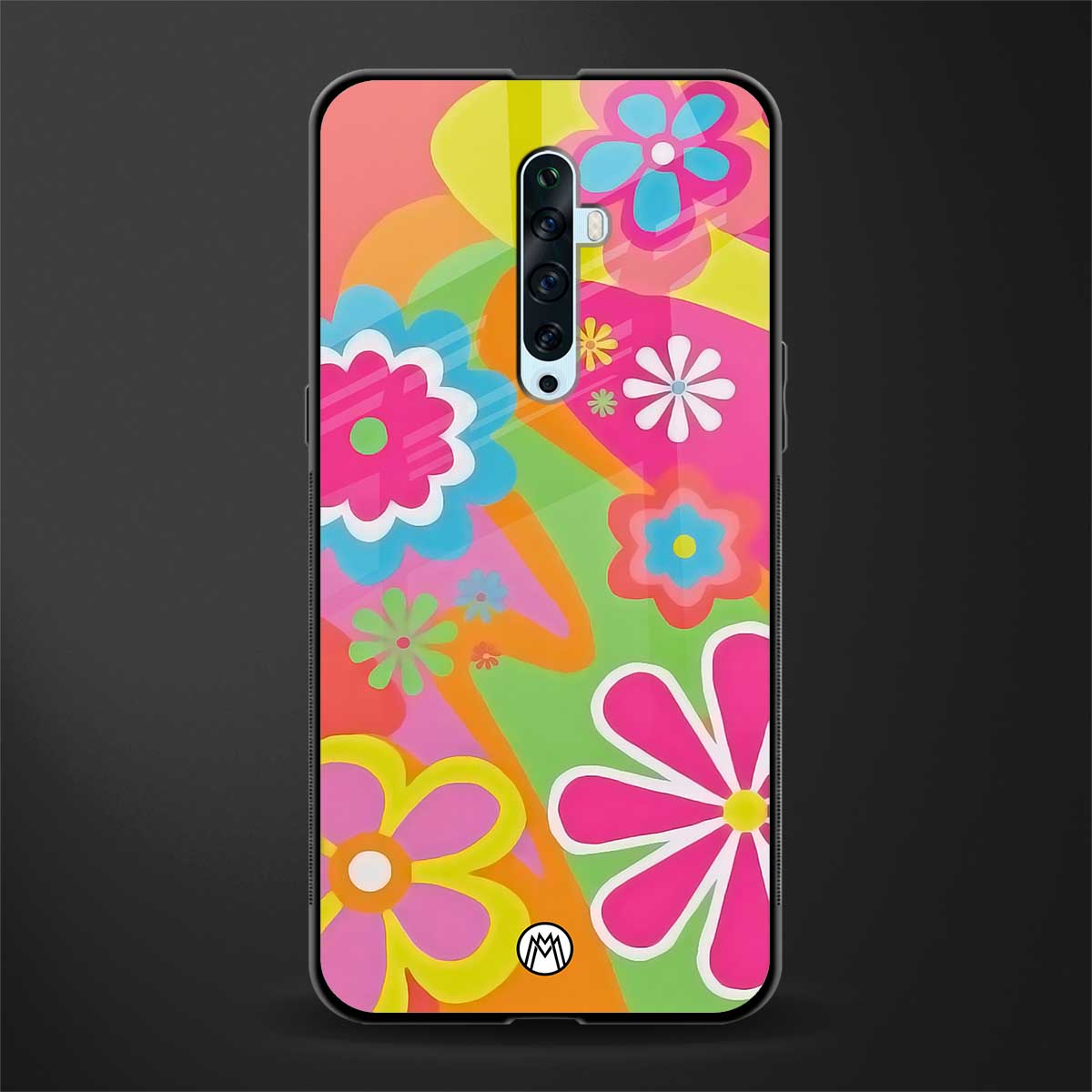 nostalgic wildflower y2k glass case for oppo reno 2f image