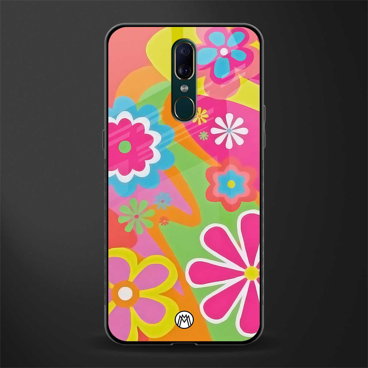 nostalgic wildflower y2k glass case for oppo a9 image
