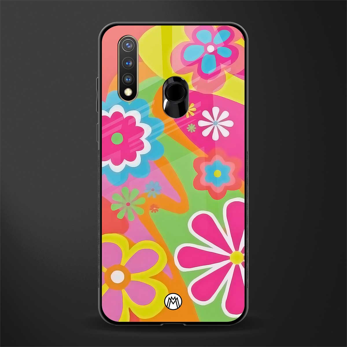 nostalgic wildflower y2k glass case for vivo u20 image
