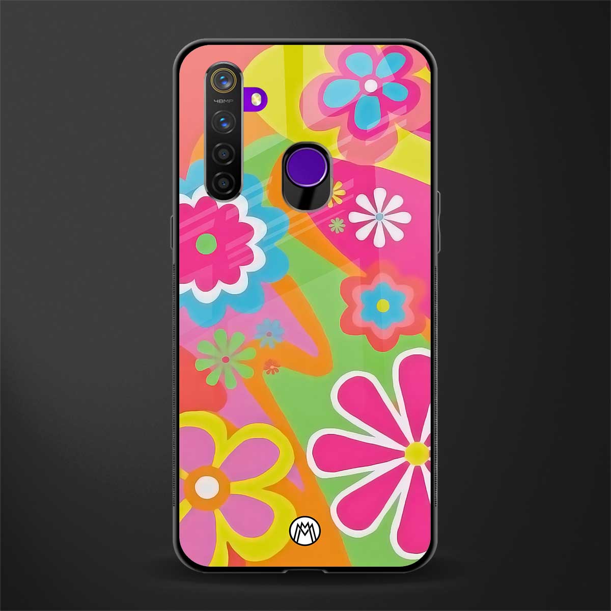 nostalgic wildflower y2k glass case for realme 5i image