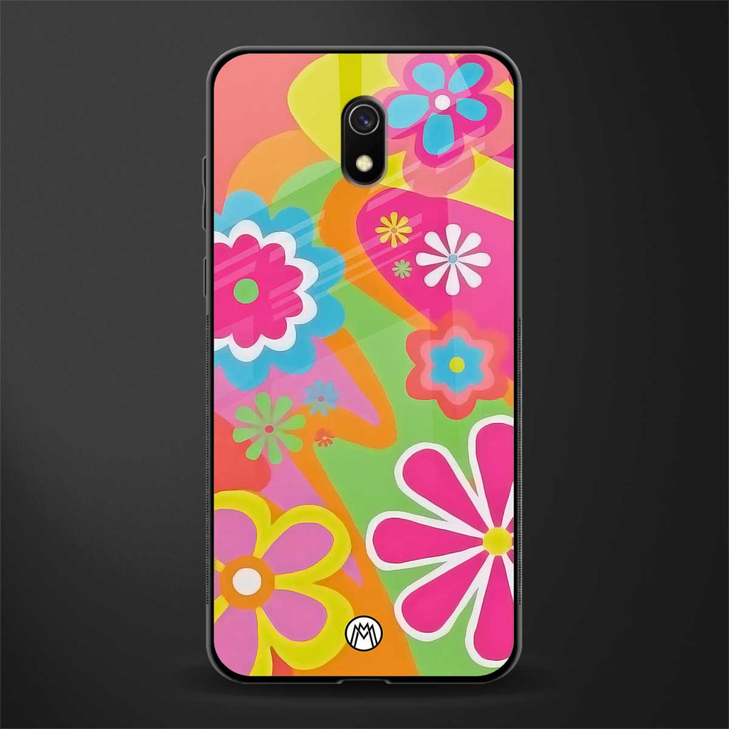 nostalgic wildflower y2k glass case for redmi 8a image