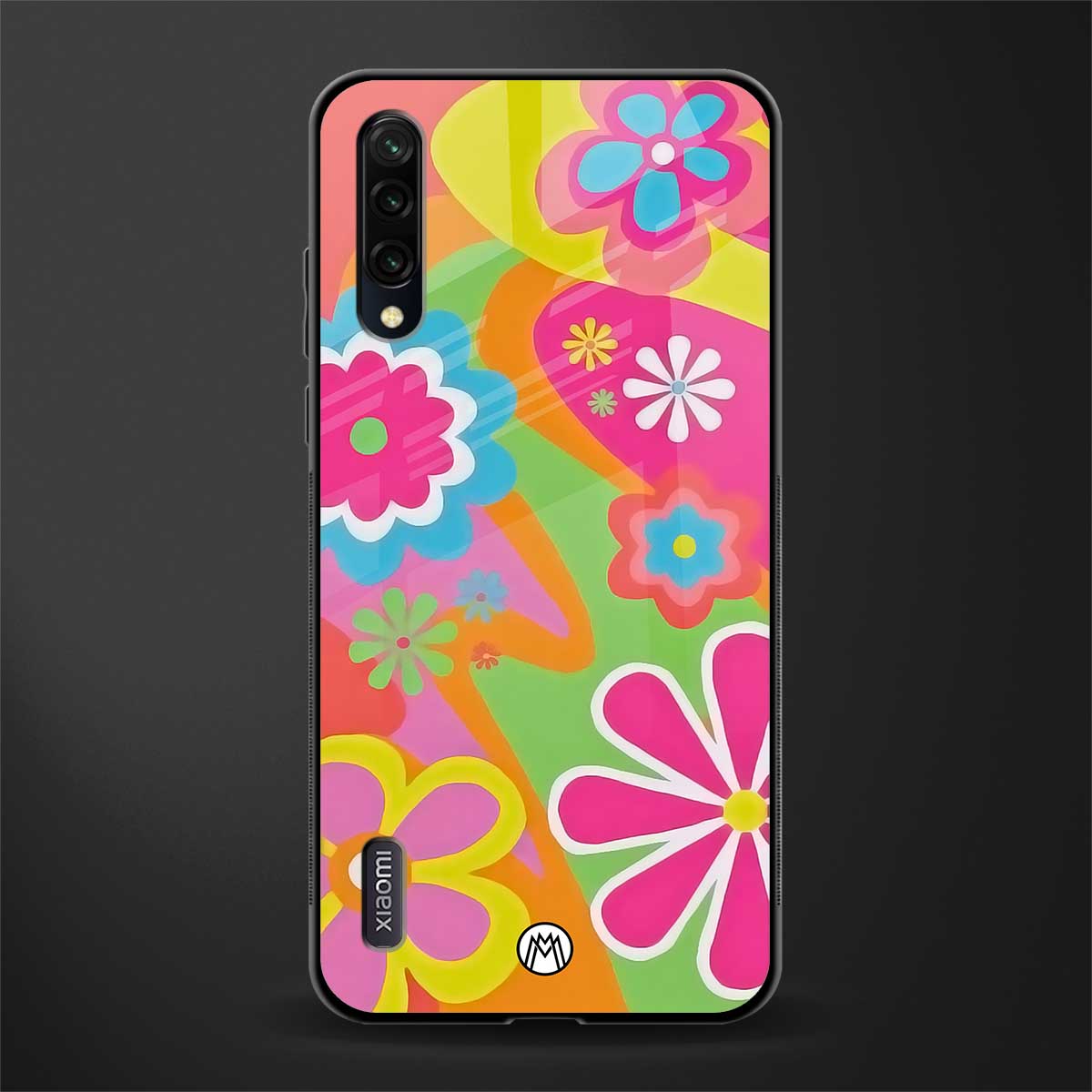 nostalgic wildflower y2k glass case for mi a3 redmi a3 image