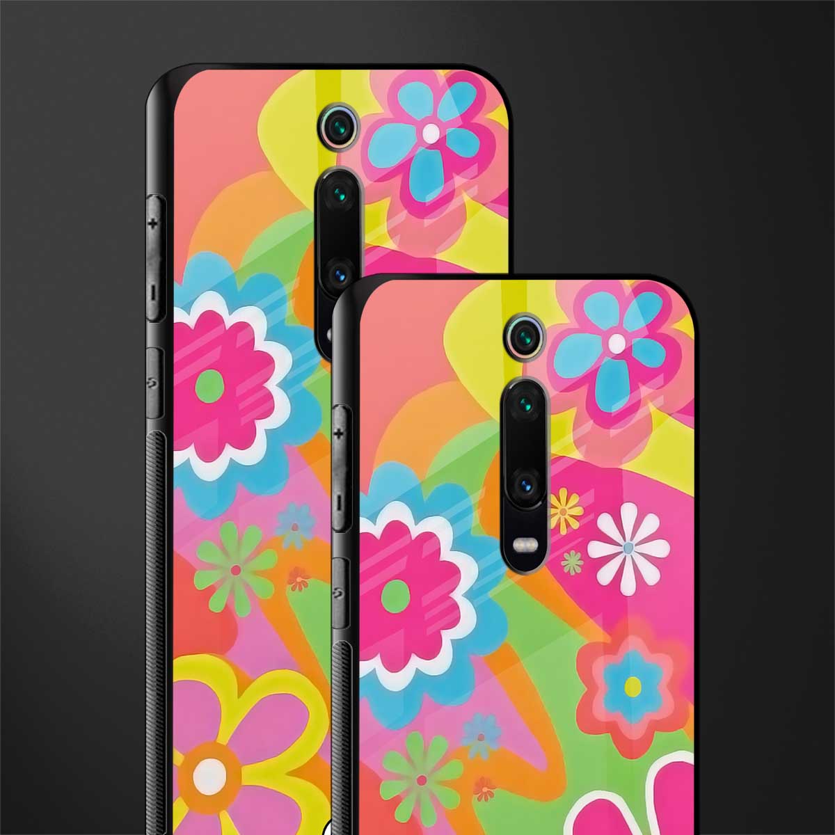 nostalgic wildflower y2k glass case for redmi k20 image-2