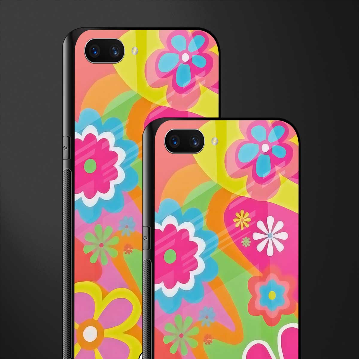 nostalgic wildflower y2k glass case for oppo a3s image-2