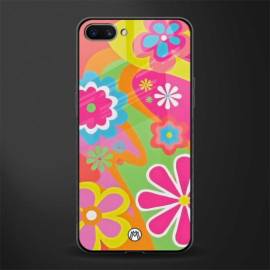 nostalgic wildflower y2k glass case for oppo a3s image