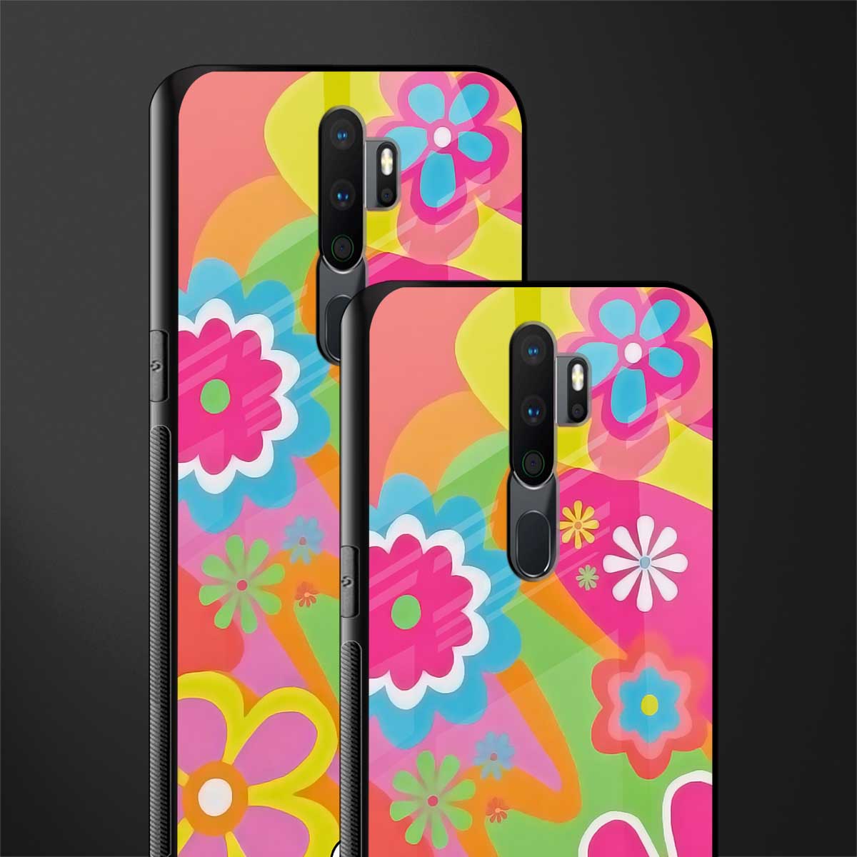 nostalgic wildflower y2k glass case for oppo a5 2020 image-2