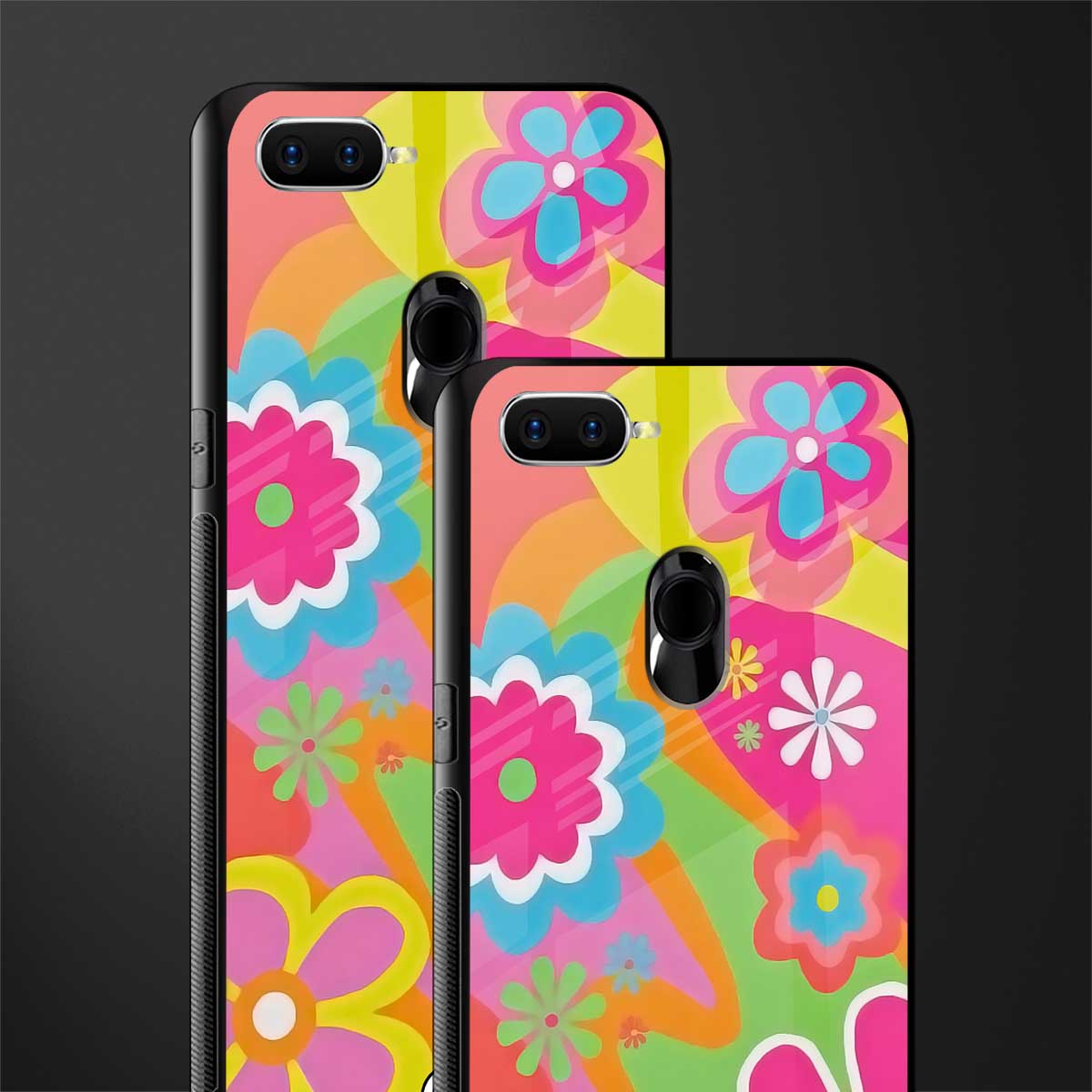 nostalgic wildflower y2k glass case for oppo a12 image-2
