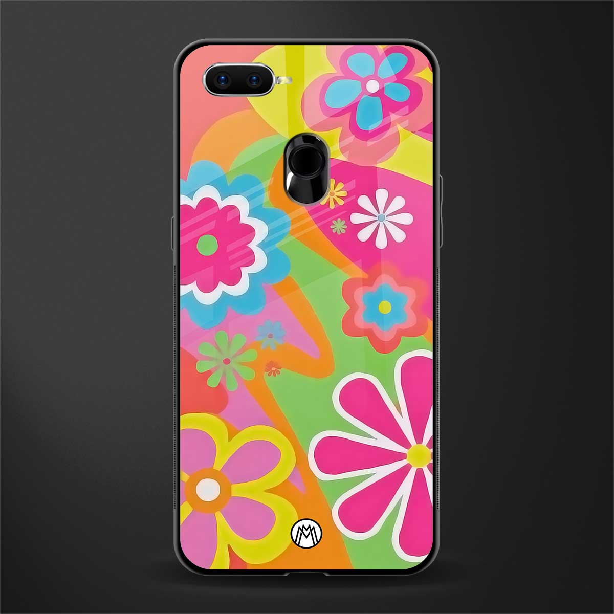 nostalgic wildflower y2k glass case for oppo a7 image