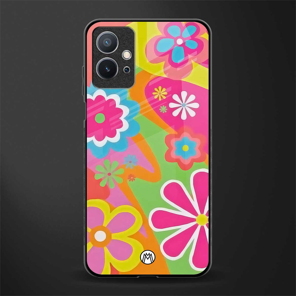 nostalgic wildflower y2k glass case for vivo t1 5g image